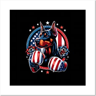 Proud Kickboxing Dog Boxer Dog Of 4Th Of July Posters and Art